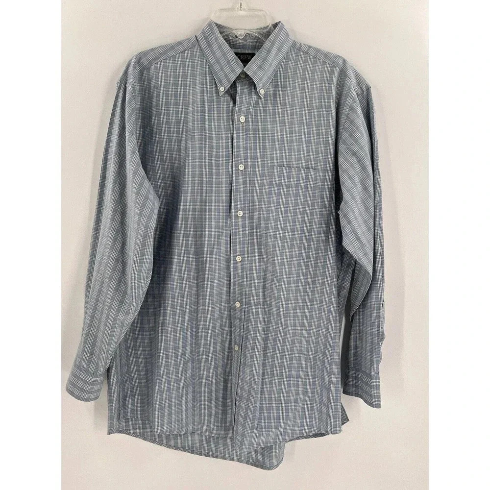Vintage J Crew Shirt Mens Medium 16-33 Striped Button Up Stripe 100s 2 ply Y2K